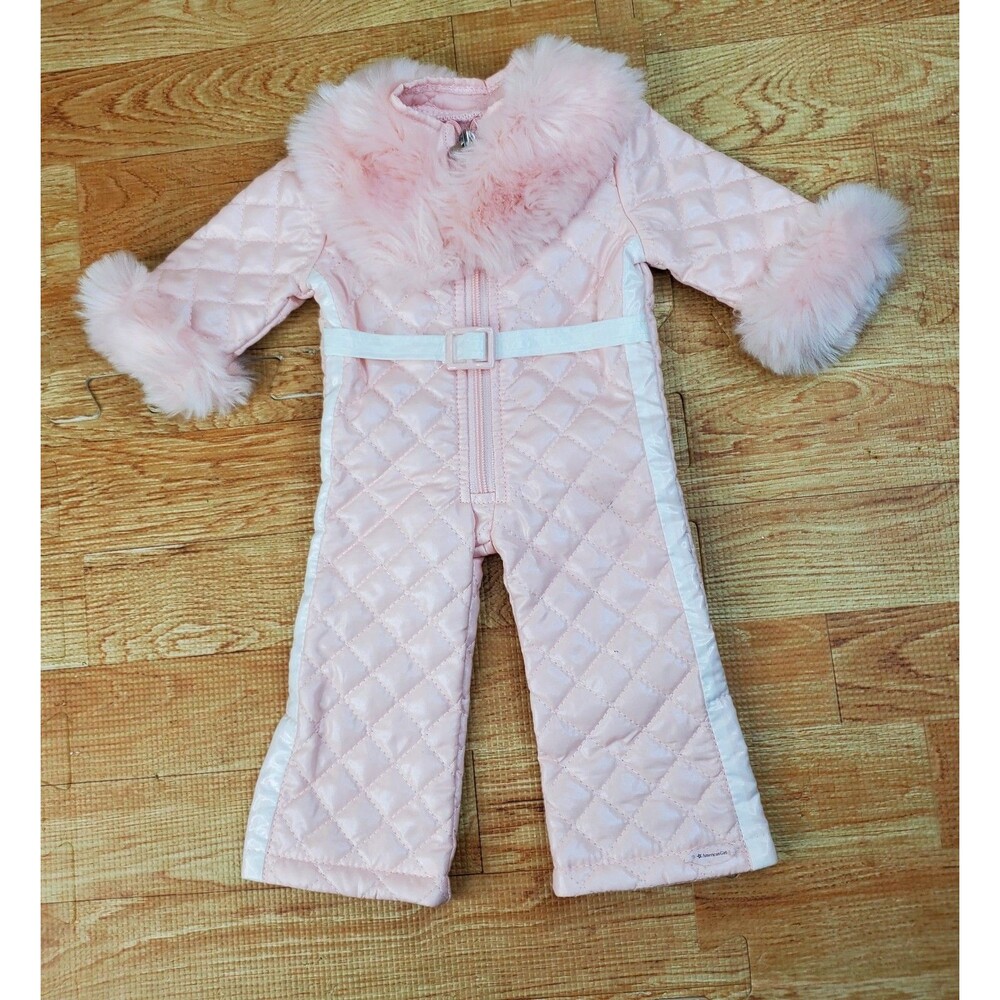 American Girl Doll Fun On The Slopes Snowy Ski Lodge Quilted Pink Jumper Suit